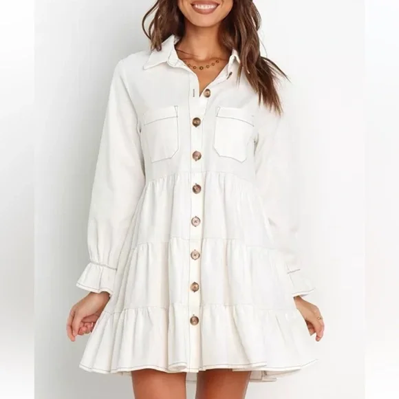 petal and pup denim dress Phoenix Long Sleeve Mini Dress - Denim main image 0